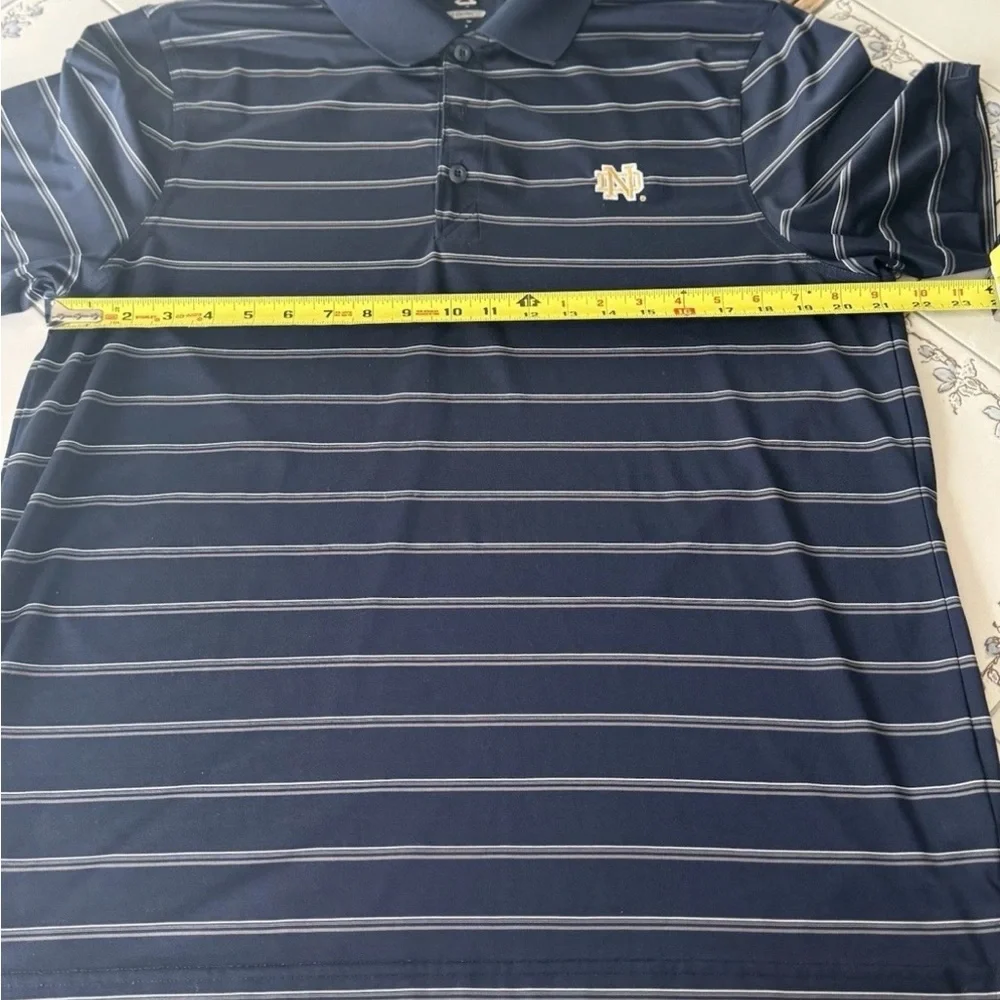 Cutter & Buck CB DryTec Notre Dame Navy Striped Polo Men’s L
